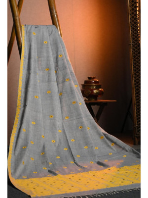 Grey Cotton Handloom Saree