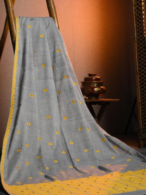 Grey Cotton Handloom Saree