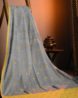 Grey Cotton Handloom Saree