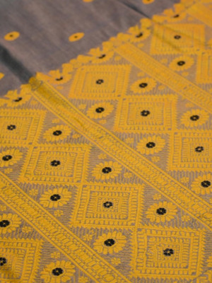 Grey Cotton Handloom Saree