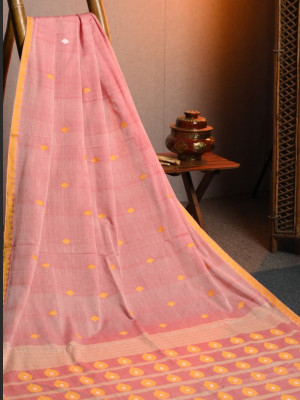 Peach Cotton Handloom Saree