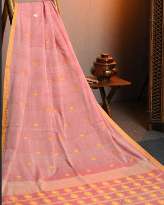 Peach Cotton Handloom Saree
