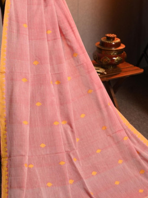 Peach Cotton Handloom Saree
