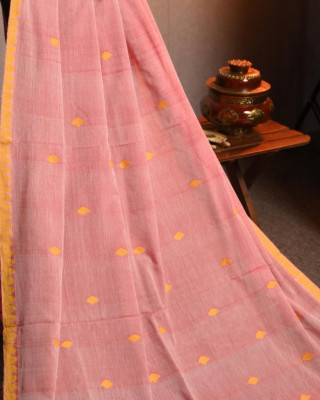 Peach Cotton Handloom Saree Peach Cotton Handloom Saree