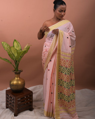 COTTON HANDWOVEN LIGHT PINK SAREE COTTON HANDWOVEN LIGHT PINK SAREE