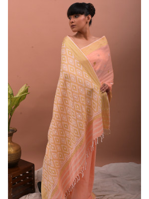 COTTON ORANGE HANDWOVEN SAREE