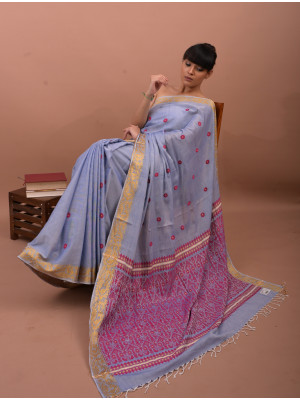 COTTON BLUE HANDWOVEN SAREE COTTON BLUE HANDWOVEN SAREE