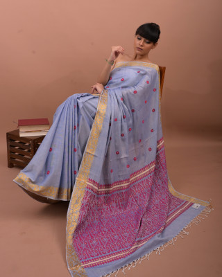 COTTON BLUE HANDWOVEN SAREE COTTON BLUE HANDWOVEN SAREE