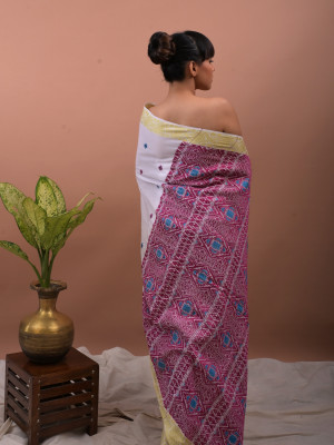 COTTON WHITE HANDWOVEN SAREE COTTON WHITE HANDWOVEN SAREE