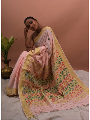 COTTON HANDWOVEN LIGHT PINK SAREE COTTON HANDWOVEN LIGHT PINK SAREE