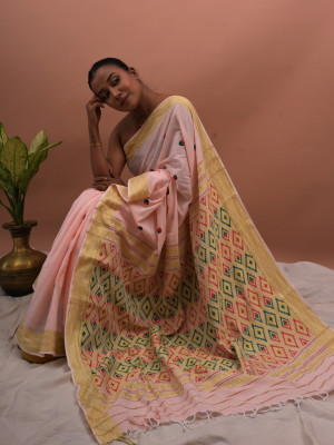 COTTON HANDWOVEN LIGHT PINK SAREE COTTON HANDWOVEN LIGHT PINK SAREE
