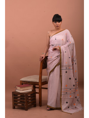 COTTON LIGHT PINK HANDWOVEN SAREE COTTON LIGHT PINK HANDWOVEN SAREE