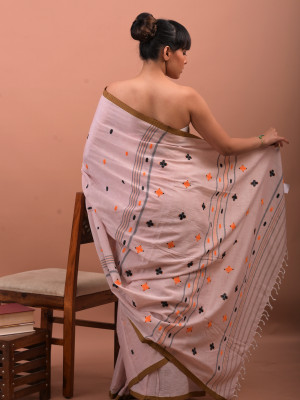 COTTON LIGHT PINK HANDWOVEN SAREE COTTON LIGHT PINK HANDWOVEN SAREE