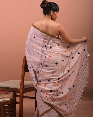 COTTON LIGHT PINK HANDWOVEN SAREE