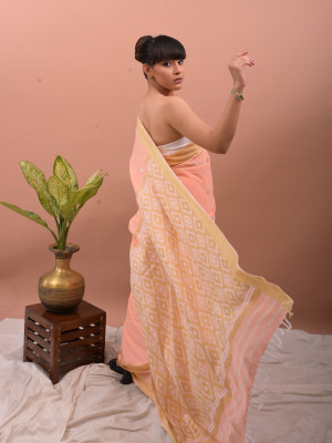 COTTON ORANGE HANDWOVEN SAREE