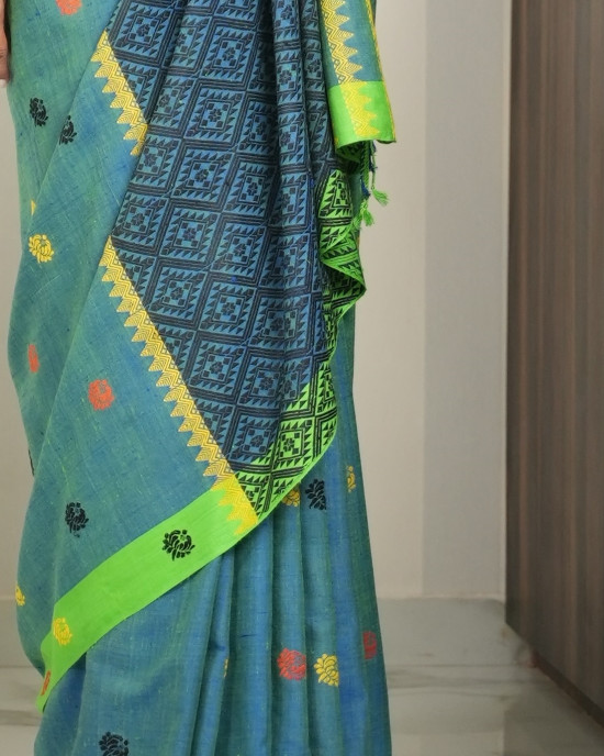 GREEN ERI SILK SAREE (AHIMSA SILK) GREEN ERI SILK SAREE (AHIMSA SILK)
