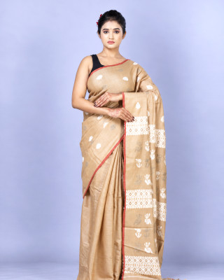 Tea Waste Natural Dye Pure Eri Silk Handloom Saree