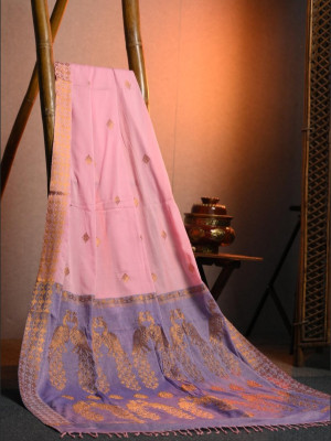 Eri Silk Saree with Zari Peacock