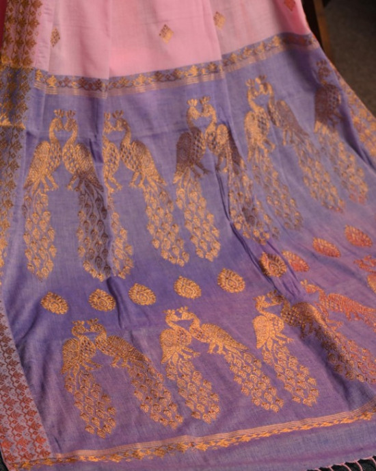 Eri Silk Saree with Zari Peacock