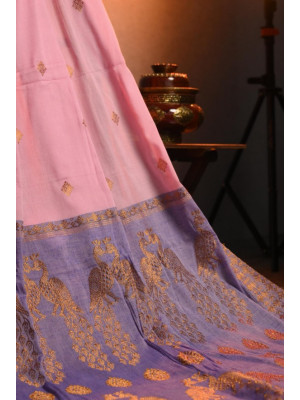 Eri Silk Saree with Zari Peacock