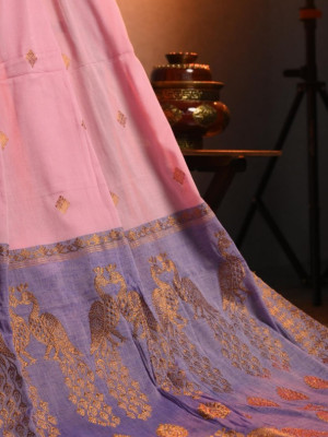 Eri Silk Saree with Zari Peacock Eri Silk Saree with Zari Peacock