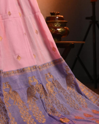 Eri Silk Saree with Zari Peacock Eri Silk Saree with Zari Peacock