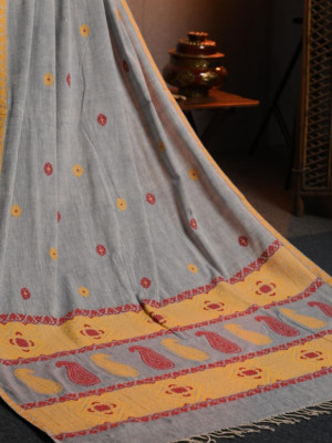 Grey Eri (Ahimsa) Silk Handloom Saree