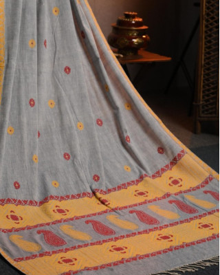 Grey Eri (Ahimsa) Silk Handloom Saree