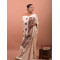 ERI BEIGE COLOUR SILK SAREE (AHIMSA SILK) WITH BROWN BORDER ERI BEIGE COLOUR SILK SAREE (AHIMSA SILK) WITH BROWN BORDER