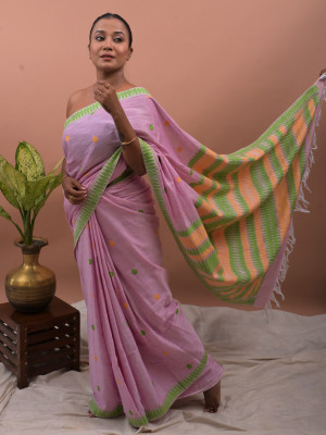COTTON LAVENDER HANDWOVEN SAREE
