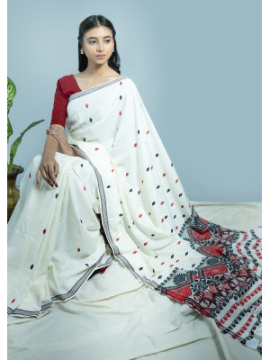 ERI WHITE SILK SAREE (AHIMSA SILK) ERI WHITE SILK SAREE (AHIMSA SILK)