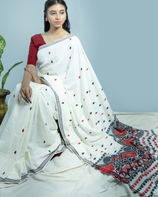ERI WHITE SILK SAREE (AHIMSA SILK)