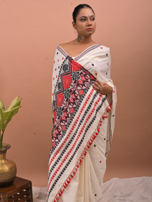 ERI CREAM SILK SAREE (AHIMSA SILK) ERI CREAM SILK SAREE (AHIMSA SILK)