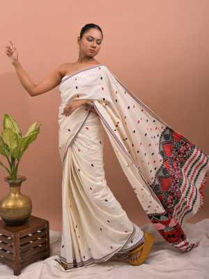 ERI CREAM SILK SAREE (AHIMSA SILK) ERI CREAM SILK SAREE (AHIMSA SILK)