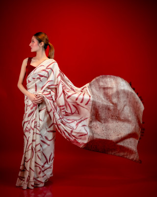 ECONIC MAJISHTHA SAREE - MULBERRY SILK WITH ECO PRINTS