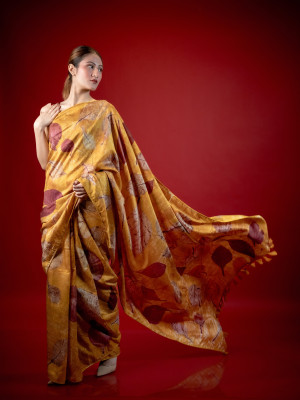 ECONIC SUHNERI SAREE - MULBERRY SILK WITH ECO PRINTS