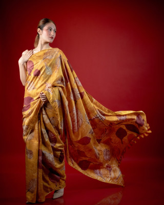 ECONIC SUHNERI SAREE - MULBERRY SILK WITH ECO PRINTS