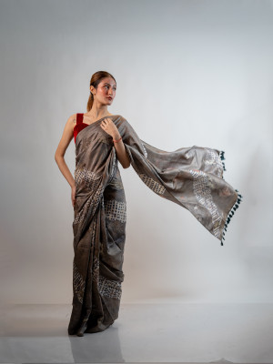 ECONIC MEGHA SAREE - MULBERRY SILK WITH ECOPRINTS