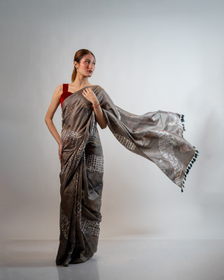 ECONIC MEGHA SAREE - MULBERRY SILK WITH ECOPRINTS