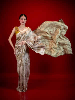 ECONIC ARANYA SAREE - MULBERRY SILK WITH ECO PRINTS