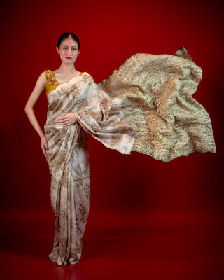 ECONIC ARANYA SAREE - MULBERRY SILK WITH ECO PRINTS