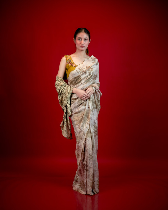 ECONIC ARANYA SAREE - MULBERRY SILK WITH ECO PRINTS