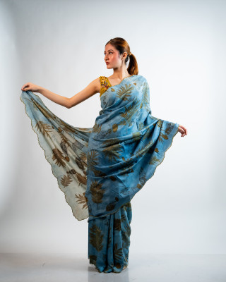 ECONIC NEELA SAREE - MULBERRY SILK WITH ECO PRINTS