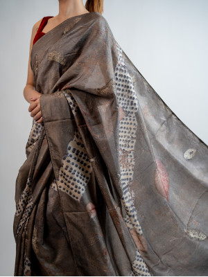 ECONIC MEGHA SAREE - MULBERRY SILK WITH ECOPRINTS