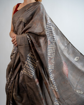 ECONIC MEGHA SAREE - MULBERRY SILK WITH ECOPRINTS