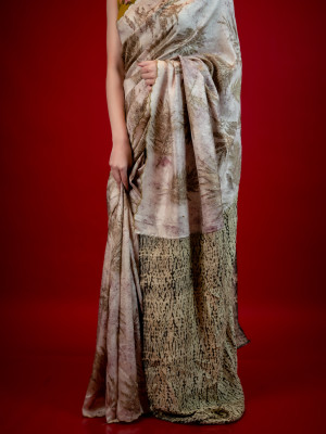 ECONIC ARANYA SAREE - MULBERRY SILK WITH ECO PRINTS