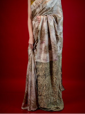ECONIC ARANYA SAREE - MULBERRY SILK WITH ECO PRINTS