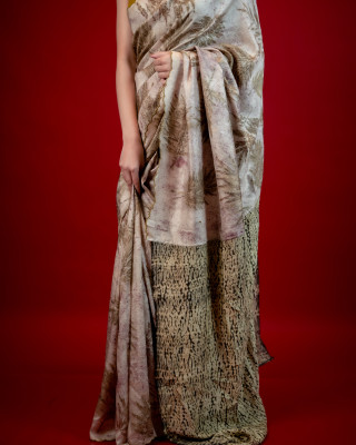 ECONIC ARANYA SAREE - MULBERRY SILK WITH ECO PRINTS