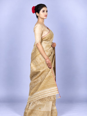 Assam Pure Muga Silk Handloom Saree with Eri Motifs
