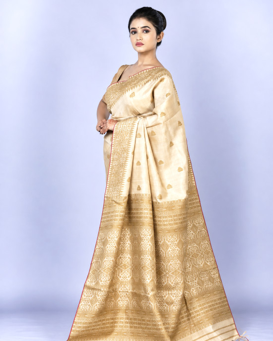 Assam Pure Muga Silk Handloom Saree with Eri Motifs